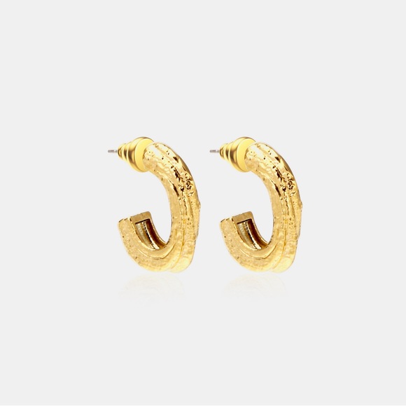 Gold-Plated C-Hoop Earrings - Picture 2 of 3